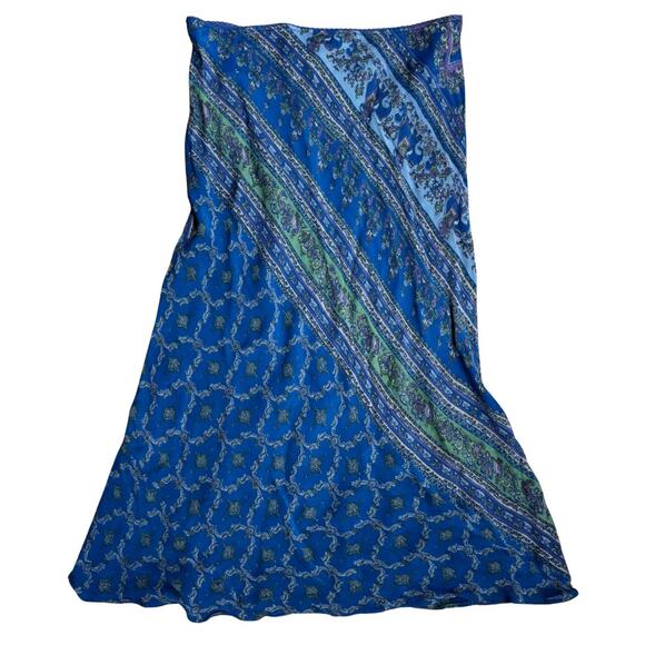 Nolita Blue Boho Print Rayon Skirt Y2K Style Size L Elastic Waist - Picture 2 of 3